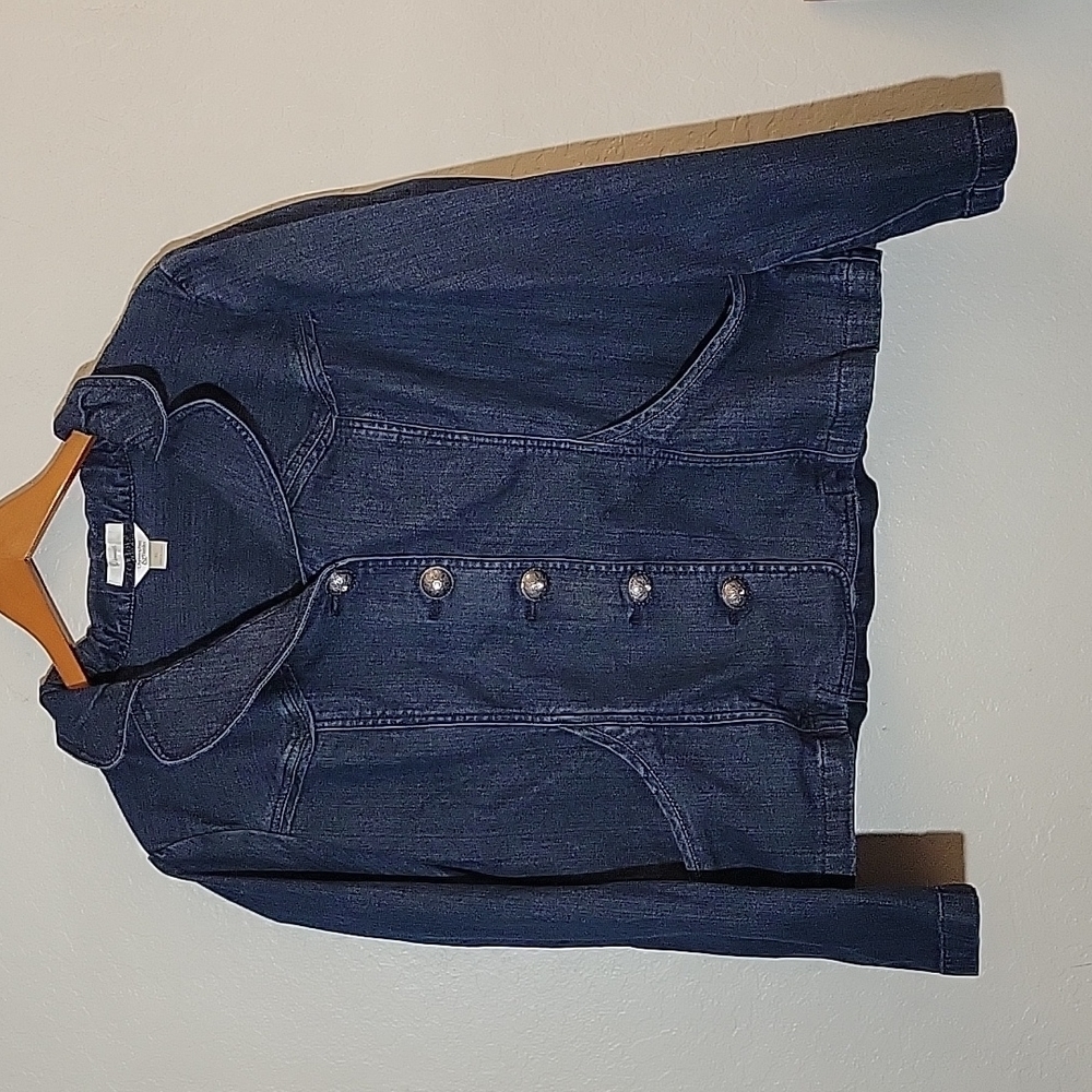 CHRISTOPHER & BANKS Bling Button Jean Jacket XL